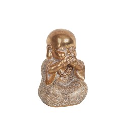 Decorative Figure Romimex Golden Resin Mouth Monk 16 x 22 x 15 cm