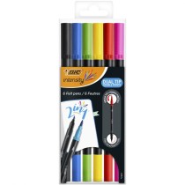 Set of Felt Tip Pens Bic Intensity Dual Tip Multicolour 6 Pieces