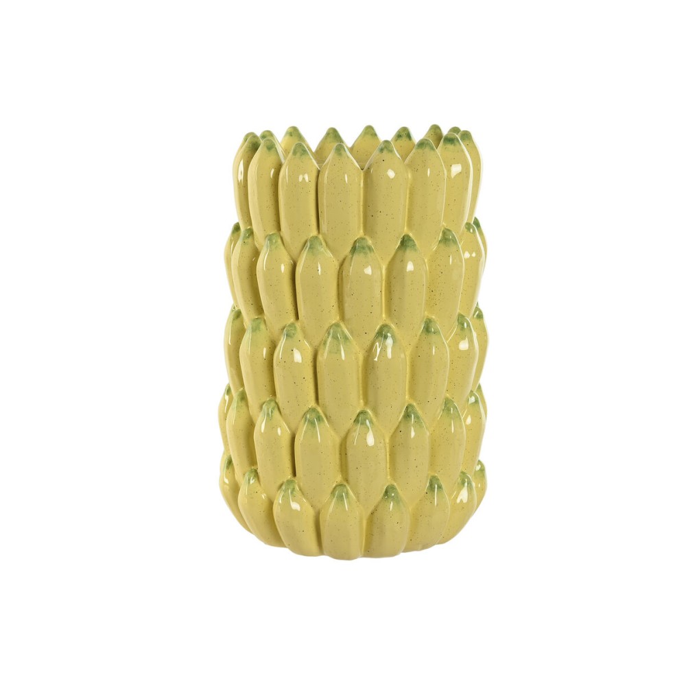 Vase Home ESPRIT Yellow Ceramic Stoneware Tropical 25 x 25 x 38 cm