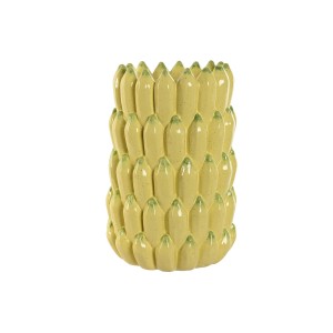 Vase Home ESPRIT Yellow Ceramic Stoneware Tropical 25 x 25 x 38 cm