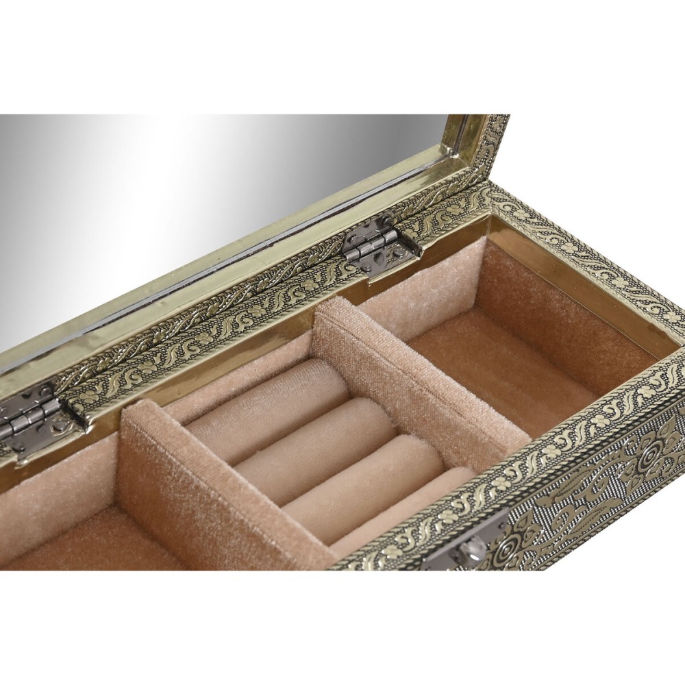 Jewelry box Home ESPRIT White Champagne Wood Aluminium 22,5 x 10 x 6,5 cm