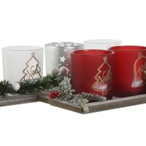 Christmas Candle Holder Home ESPRIT White Red 40 X 9 X 13,5 cm (5 Pieces) (2 Units)