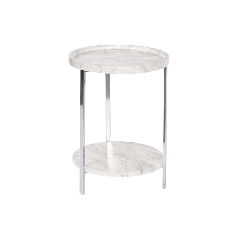 Table d'appoint DKD Home Decor Blanc Argenté Métal Bois MDF 40 x 40 x 53 cm