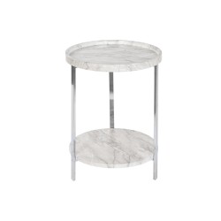 Table d'appoint DKD Home Decor Blanc Argenté Métal Bois MDF 40 x 40 x 53 cm