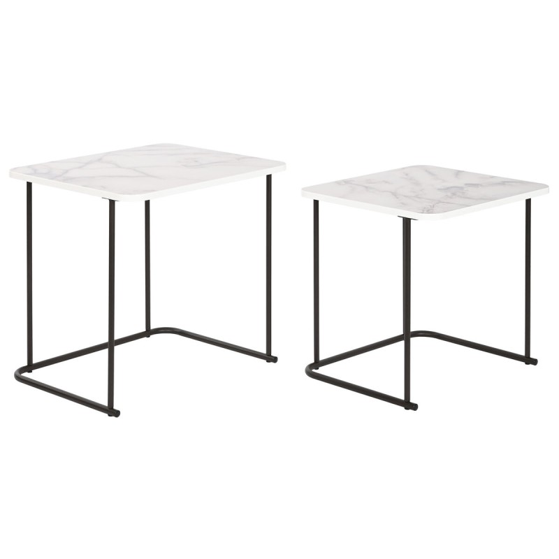 Set of 2 tables DKD Home Decor White Black 51 x 43 x 49 cm