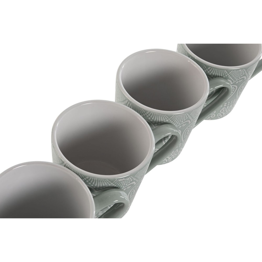 4 Piece Mug Set Home ESPRIT Green Stoneware 360 ml 9,5 x 13 x 9,2 cm Mandala