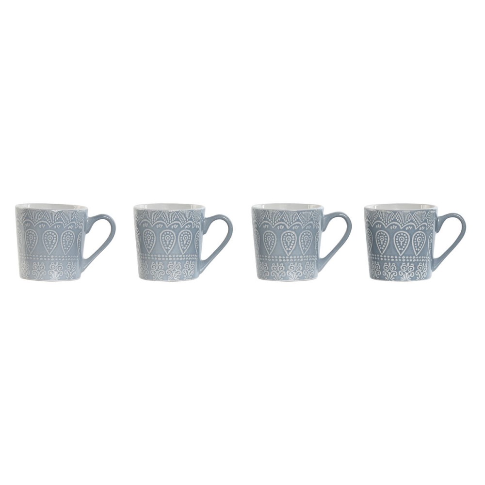 4 Piece Mug Set Home ESPRIT Blue Stoneware 340 ml 13 x 9,5 x 9,2 cm Mandala