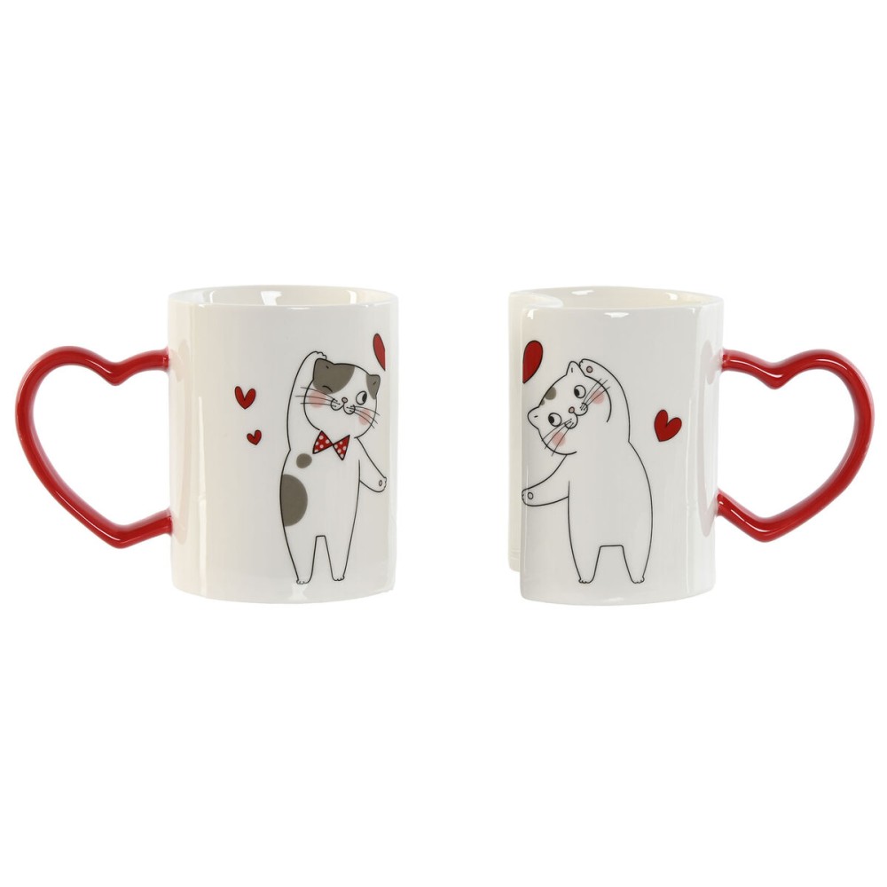 2 Piece Mug Set Home ESPRIT Love White Red Cats