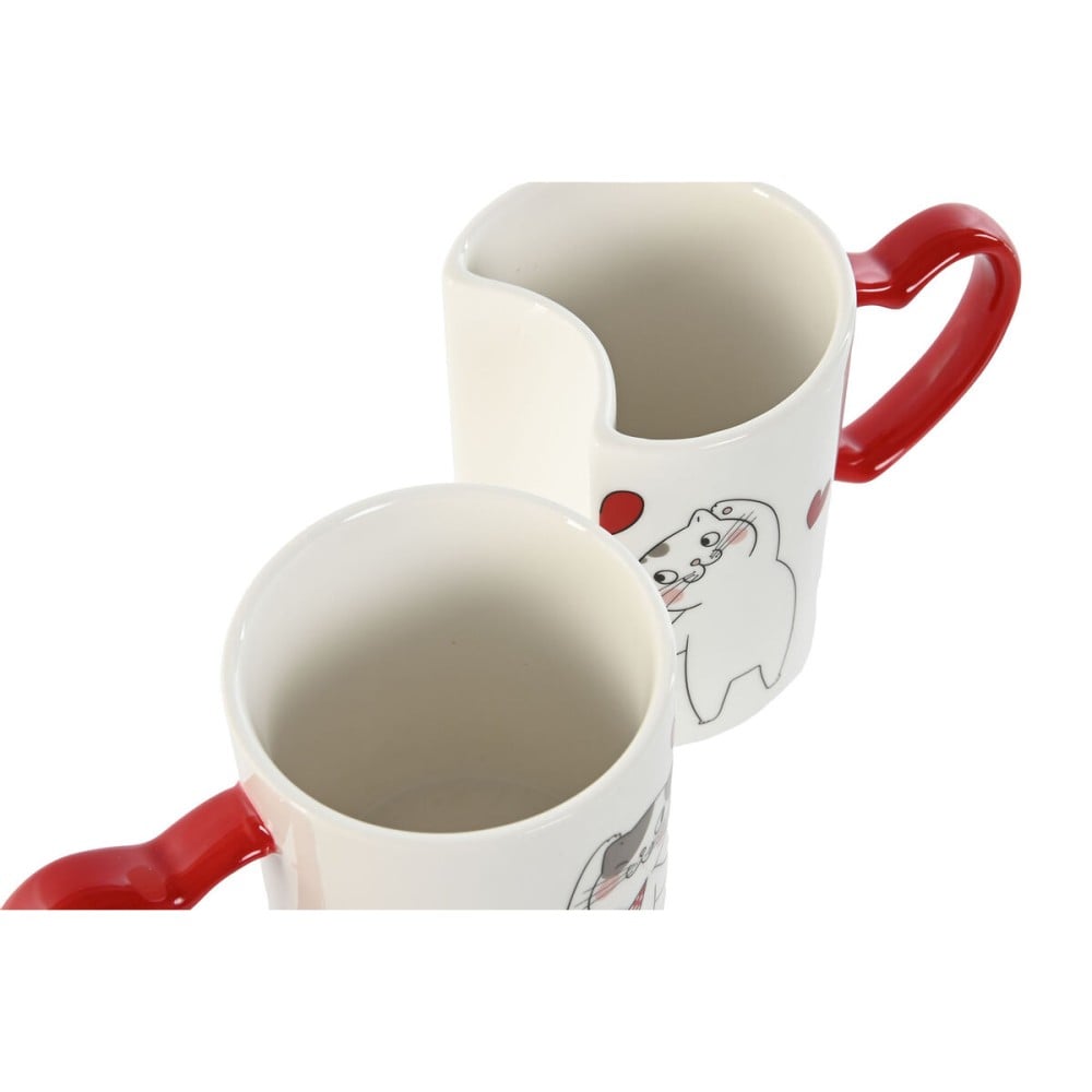 Ensemble de 2 mugs Home ESPRIT Love Blanc Rouge Chats