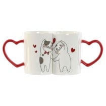 2 Piece Mug Set Home ESPRIT Love White Red Cats