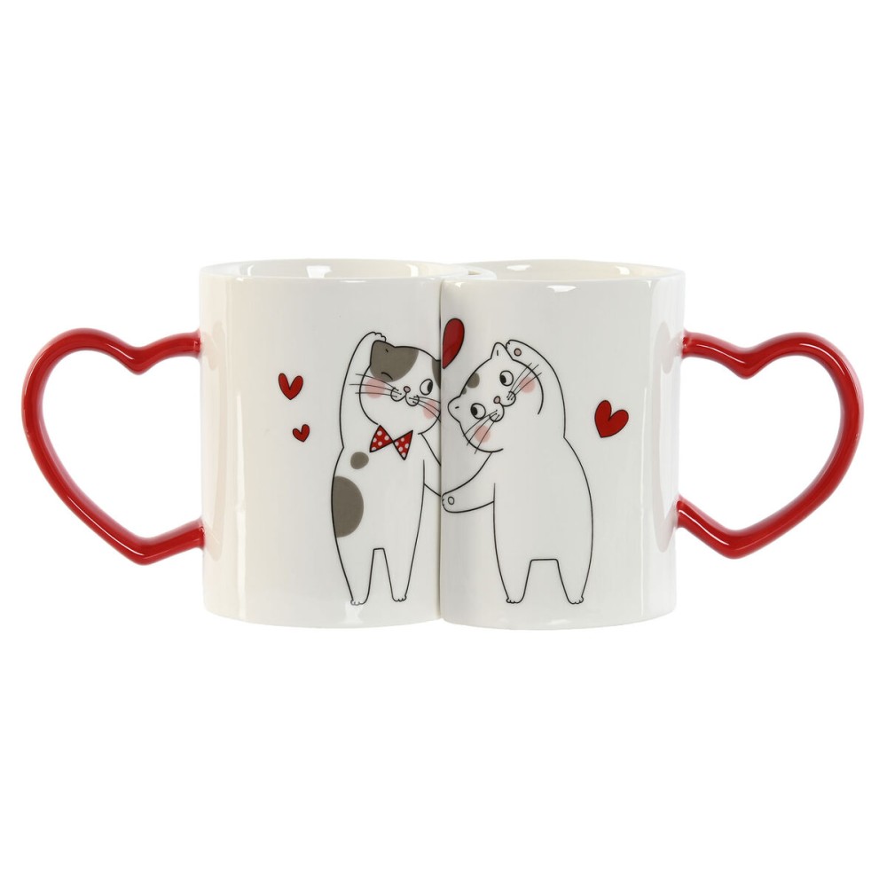 Ensemble de 2 mugs Home ESPRIT Love Blanc Rouge Chats