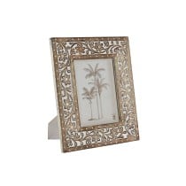 Cadre photo Home ESPRIT Blanc Naturel Verre Bois de manguier Indien 26,5 x 2 x 31,5 cm