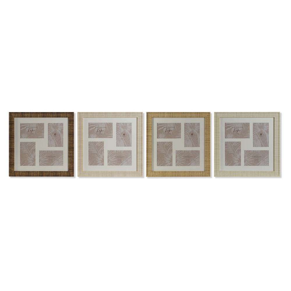 Photo frame Home ESPRIT Brown Beige Natural Ivory Crystal polystyrene Scandinavian 38 x 2 x 38 cm (4 Units)