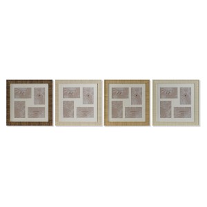 Photo frame Home ESPRIT Brown Beige Natural Ivory Crystal polystyrene Scandinavian 38 x 2 x 38 cm (4 Units)