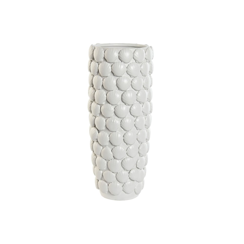 Vase Home ESPRIT Weiß Steingut Mediterraner 16,5 x 16,5 x 38,5 cm