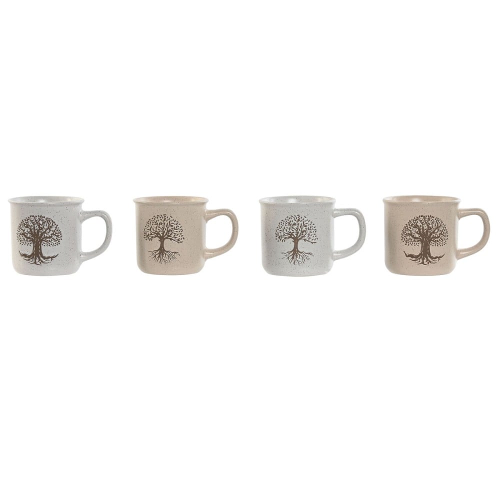 Mug Home ESPRIT White Beige Traditional Tree of Life 330 ml (4 Units)