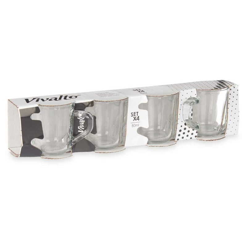 Piece Coffee Cup Set Vivalto RYG2046 Transparent Glass 80 ml (24 Units)