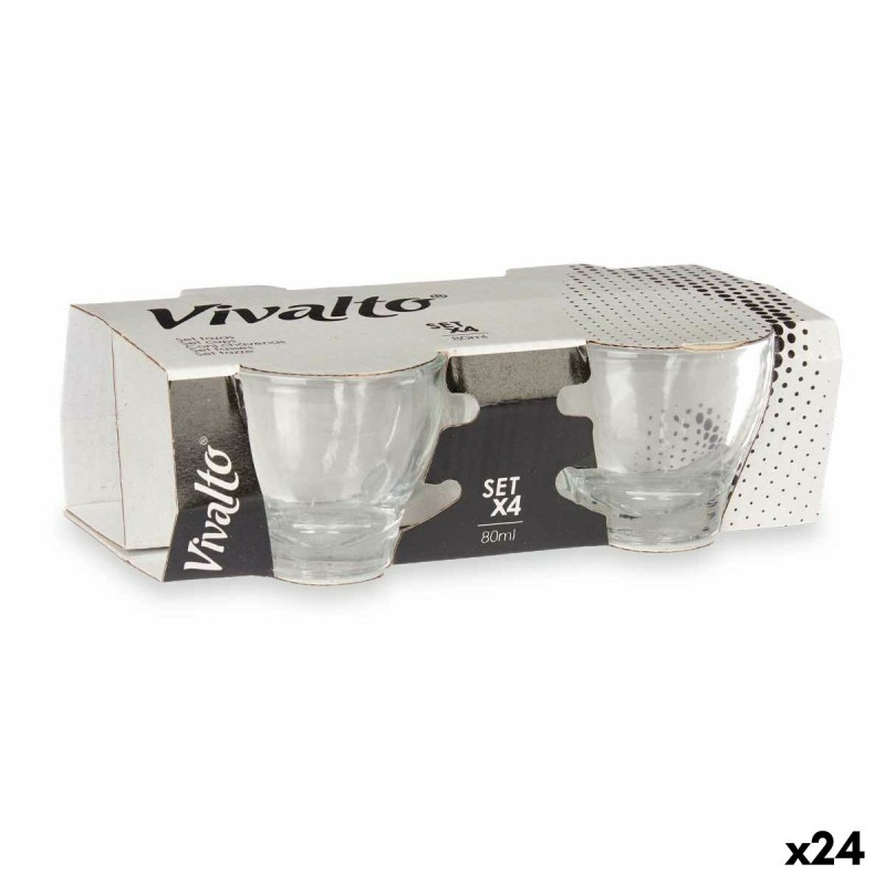 Piece Coffee Cup Set Vivalto RYG6073 Transparent Glass 80 ml (24 Units)