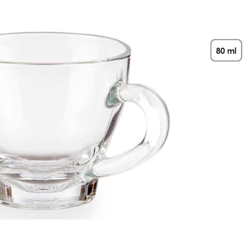 Piece Coffee Cup Set Vivalto RYG6073 Transparent Glass 80 ml (24 Units)