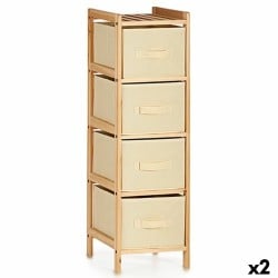 Schubladenschrank Creme Holz Textil 28 x 89 x 29,5 cm (2 Stück)