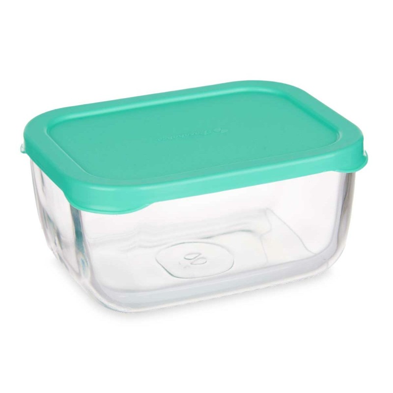 Lunch box Pasabahce SNOW BOX Green Transparent Glass Polyethylene 420 ml 12,5 x 6 x 9,5 cm (12 Units)