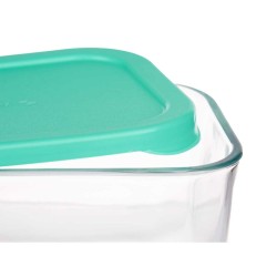 Lunch box Pasabahce SNOW BOX Green Transparent Glass Polyethylene 420 ml 12,5 x 6 x 9,5 cm (12 Units)