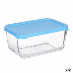 Boîte à lunch Pasabahce SNOW BOX Bleu Transparent verre Polyéthylène 790 ml 16,3 x 7,4 x 11,4 cm (12 Unités)