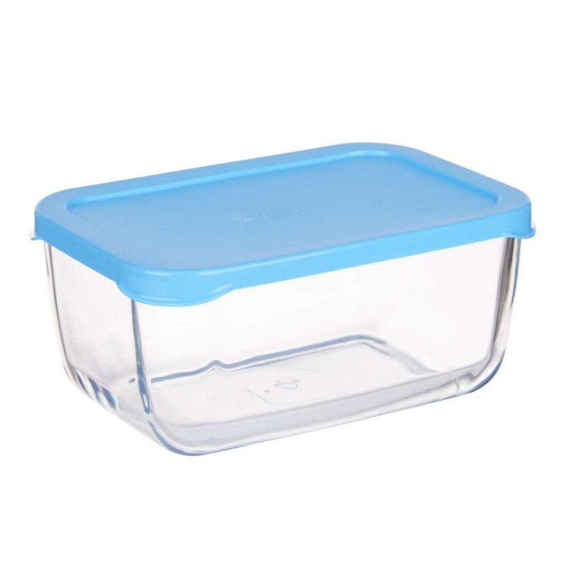 Boîte à lunch Pasabahce SNOW BOX Bleu Transparent verre Polyéthylène 790 ml 16,3 x 7,4 x 11,4 cm (12 Unités)