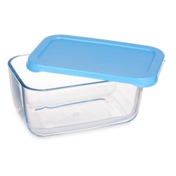 Lunch box Pasabahce SNOW BOX Blue Transparent Glass Polyethylene 790 ml 16,3 x 7,4 x 11,4 cm (12 Units)