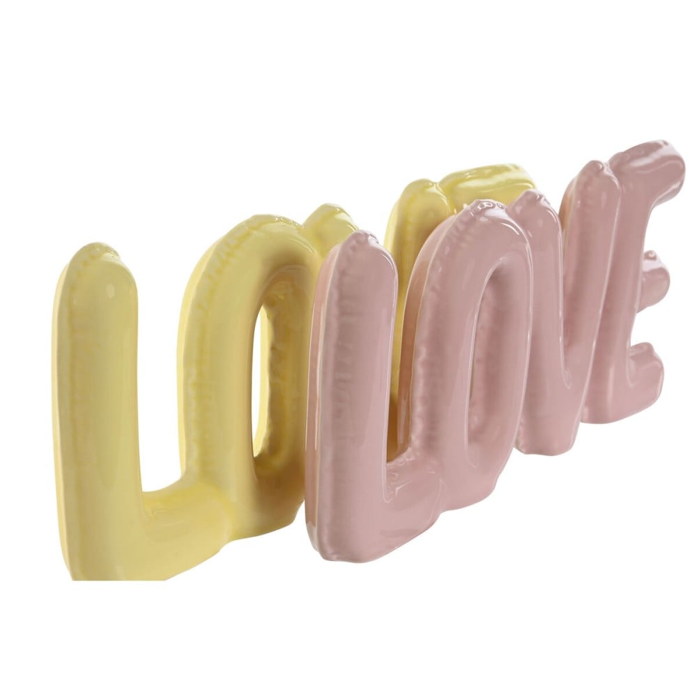 Decorative Figure Home ESPRIT LOVE Yellow Pink Children's 24 X 2,5 X 10 cm (2 Units)