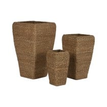 Set de pots de fleurs Home ESPRIT Naturel Métal Fibre naturelle 40 x 40 x 70 cm (3 Pièces)