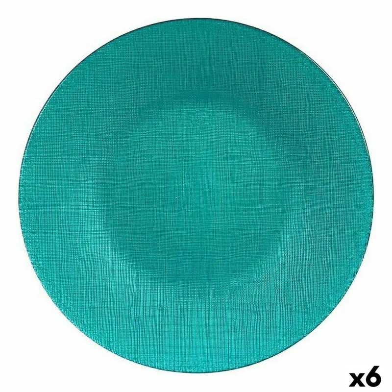 Assiette plate Vivalto 323928P Turquoise verre 27,5 x 2 x 27,5 cm (6 Unités)