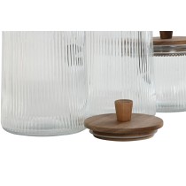 Set de 3 Boites Home ESPRIT Transparent Verre Acacia 1,8 L 3 Pièces