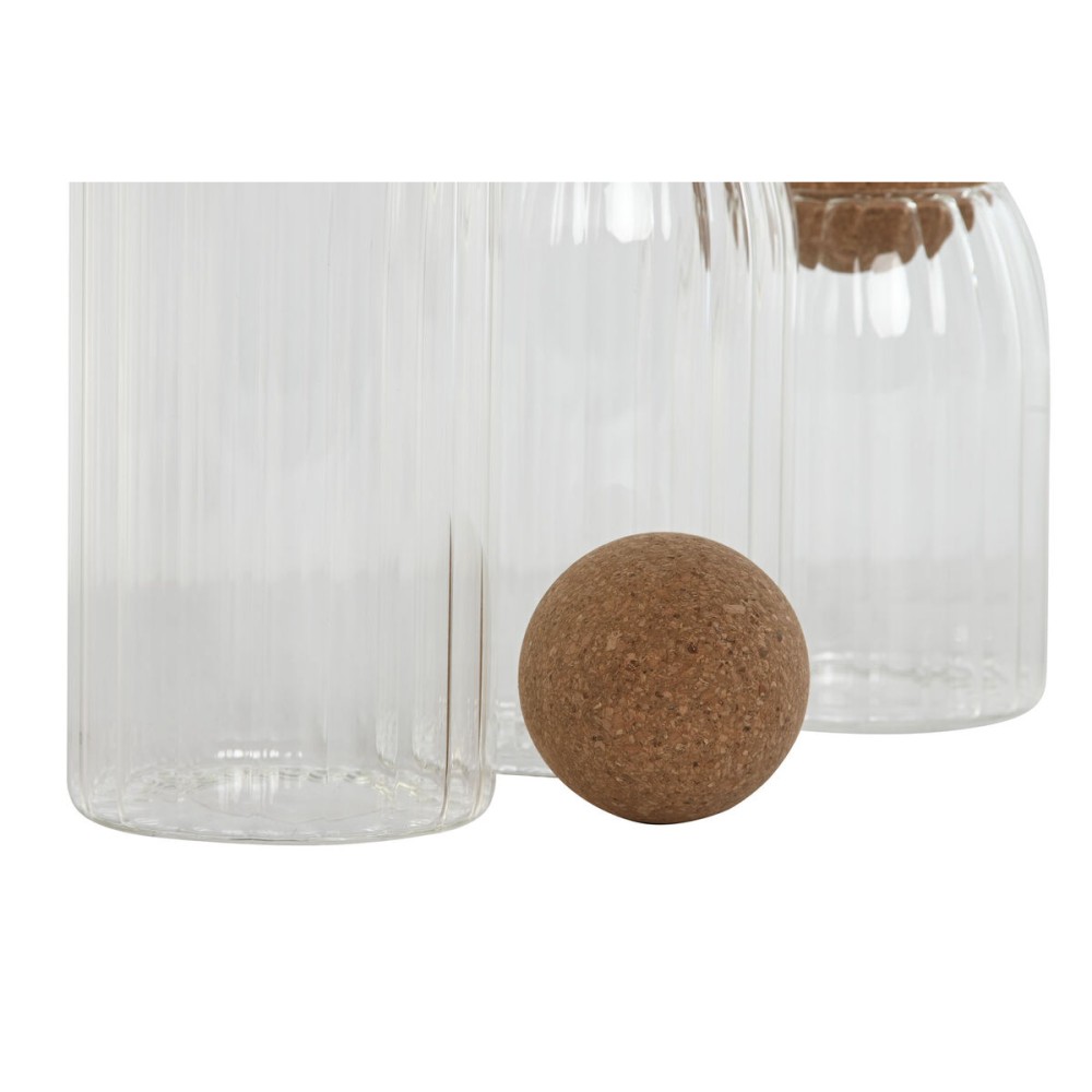 3 Tubs Home ESPRIT Transparent Cork Borosilicate Glass 1 L 3 Pieces