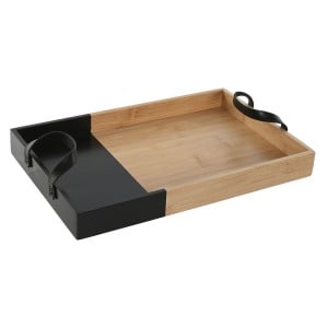 Tablett für Snacks Home ESPRIT Schwarz natürlich Moderne 42 x 27 x 4,5 cm