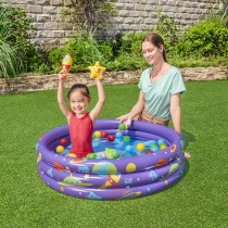 Bestway Piscine Gonflable Enfantine 3 Anneaux avec Balles 102x25 cm +2 Ans Intérieur et Jardin 52466