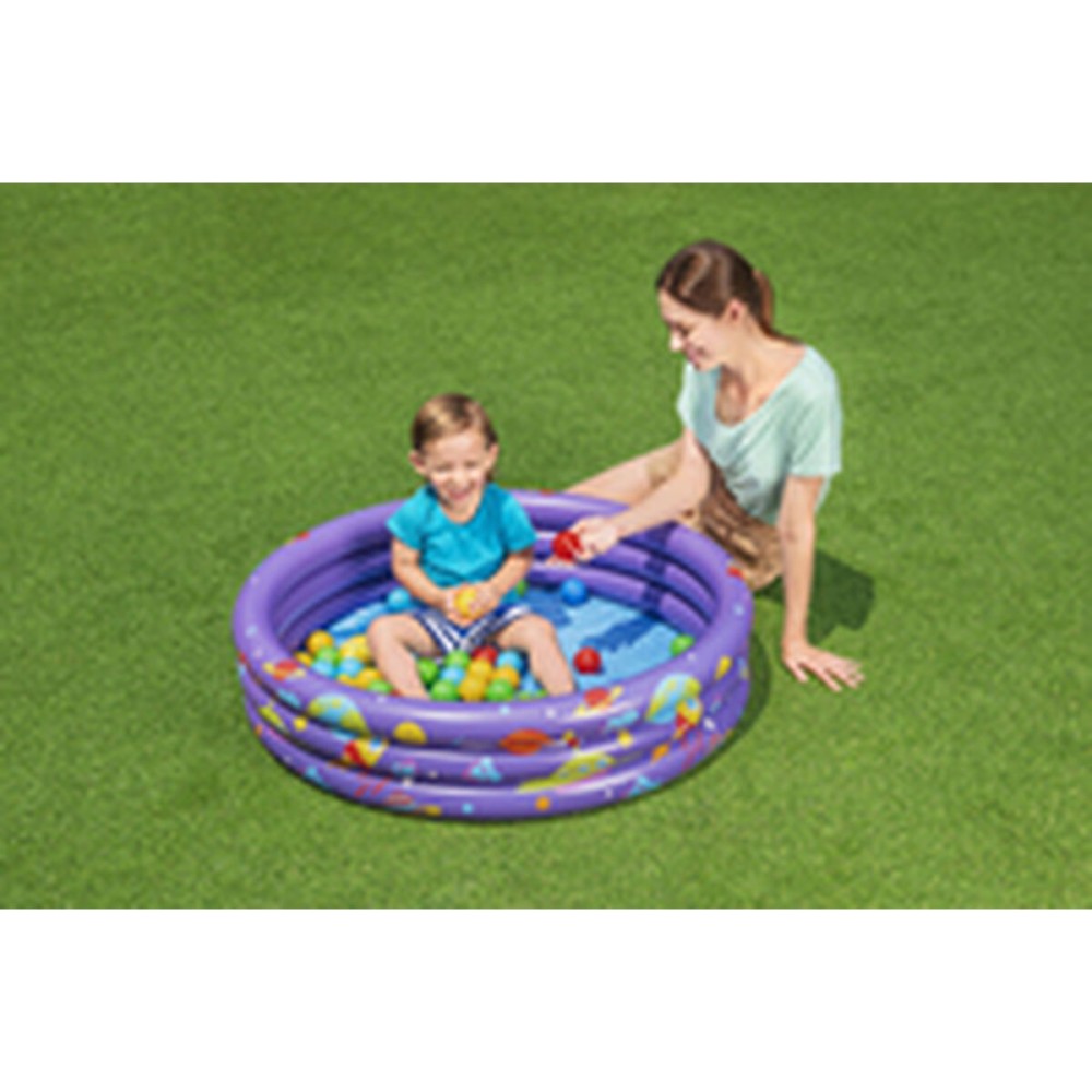 Bestway Piscine Gonflable Enfantine 3 Anneaux avec Balles 102x25 cm +2 Ans Intérieur et Jardin 52466