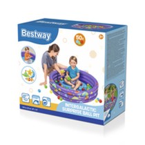 Bestway Piscine Gonflable Enfantine 3 Anneaux avec Balles 102x25 cm +2 Ans Intérieur et Jardin 52466