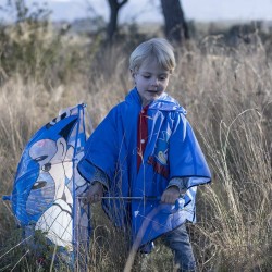 Wasserfeste Poncho mit Kapuze Sonic Blau