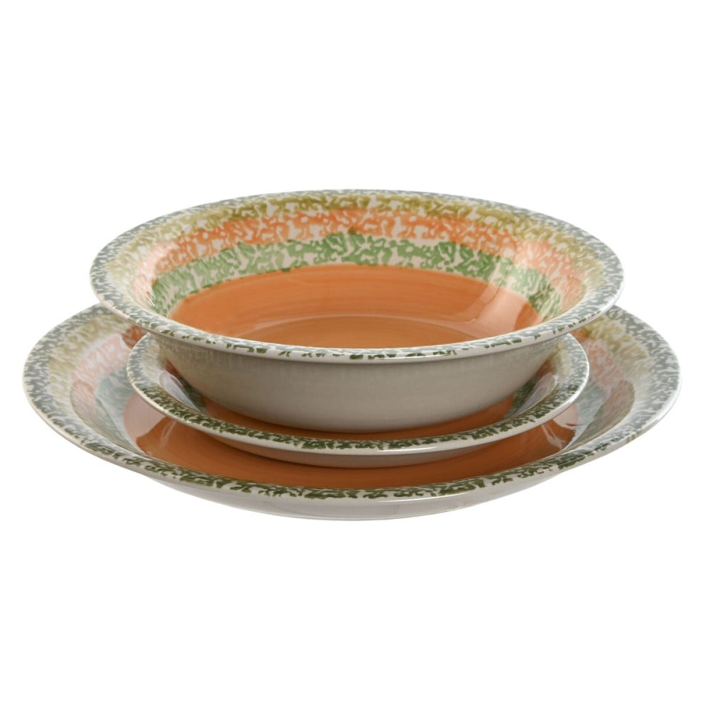 Assiettes Home ESPRIT Orange Grès 27 x 27 x 2 cm 18 Pièces