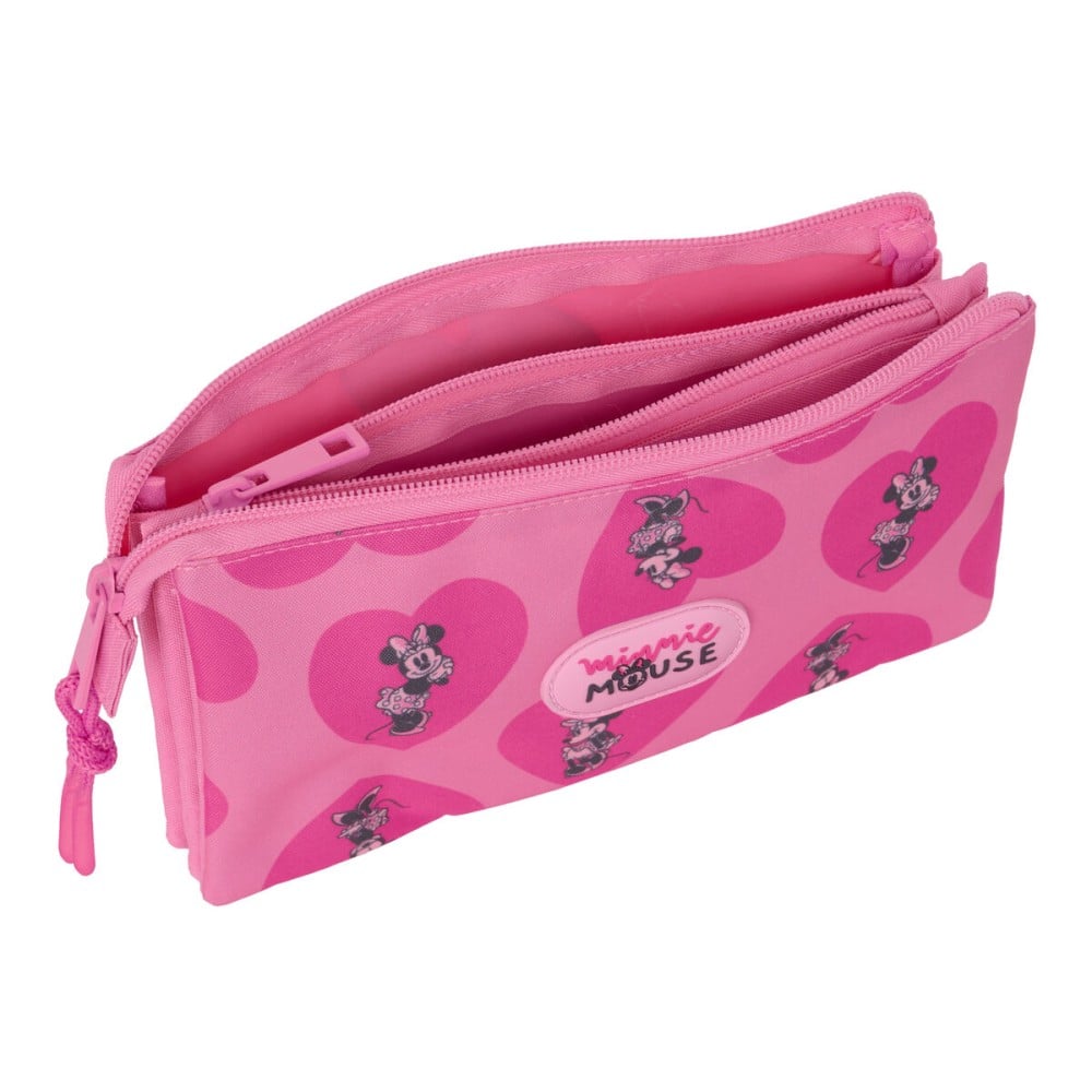 Trousse Fourre-Tout Double Minnie Mouse Loving Rose 22 x 12 x 3 cm