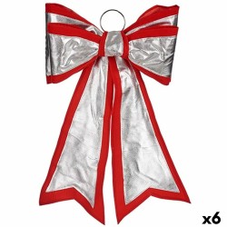 Schleife Weihnachtsschmuck 40 x 60 cm Rot Silberfarben PVC (6 Stück)