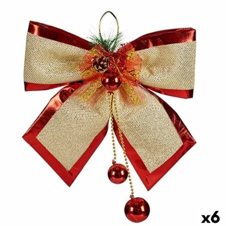 Schleife Weihnachtsschmuck Rot Gold Kunststoff 33 x 9 x 33 cm (6 Stück)