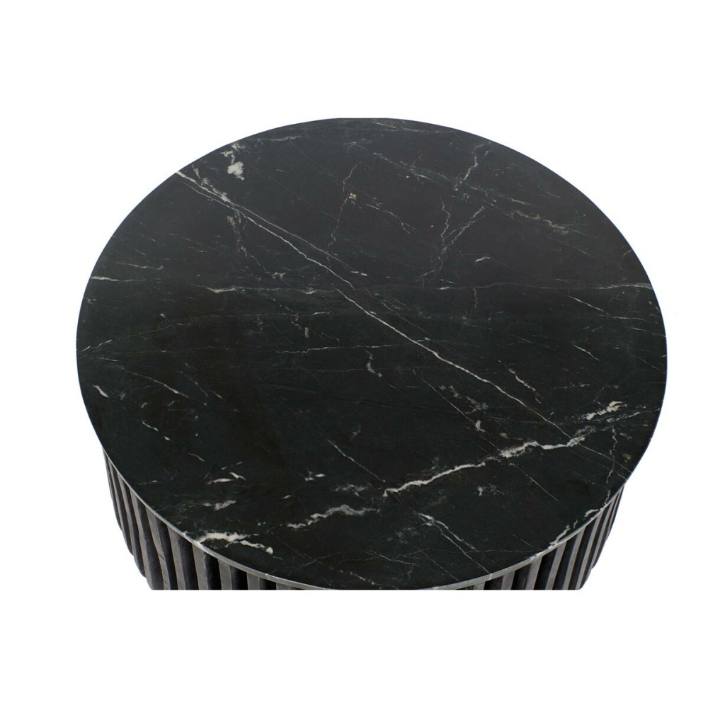 Side table DKD Home Decor Black Marble 90 x 90 x 45 cm Mango wood