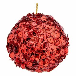 Set of Christmas balls Sequins Red Plastic 10 x 10 x 10 cm (8 Units)