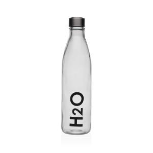 Water bottle Versa Transparent Glass Aluminium 1 L 8 x 31 x 8 cm