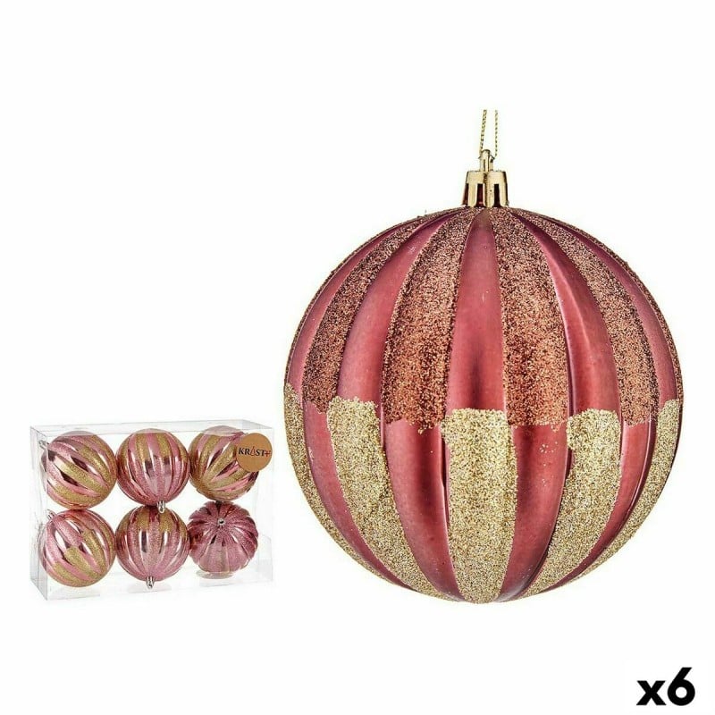 Weihnachtskugeln-Set 10 cm Rosa Gold Kunststoff (6 Stück)