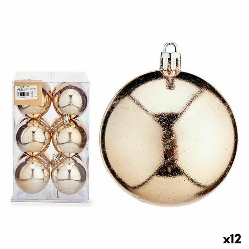 Lot de boules de Noël champagne Plastique Ø 7 cm (12 Unités)