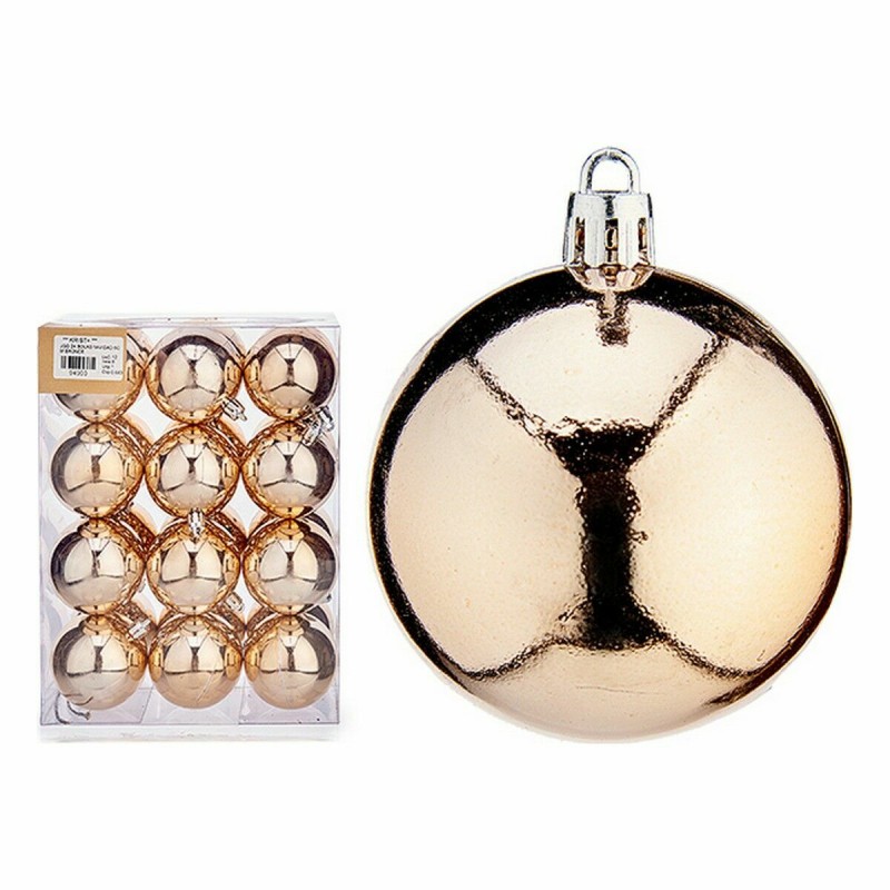 Lot de boules de Noël champagne PVC 6 x 7 x 6 cm (12 Unités)