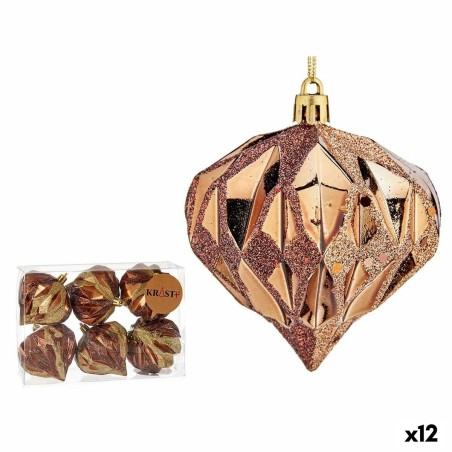 Weihnachtskugeln-Set Diamant Braun Kunststoff 8 x 9 x 8 cm (12 Stück)